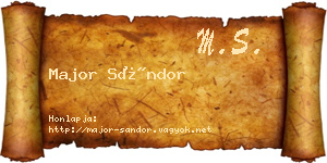 Major Sándor névjegykártya